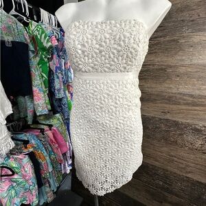 Lilly Pulitzer White Strapless Lace Dress